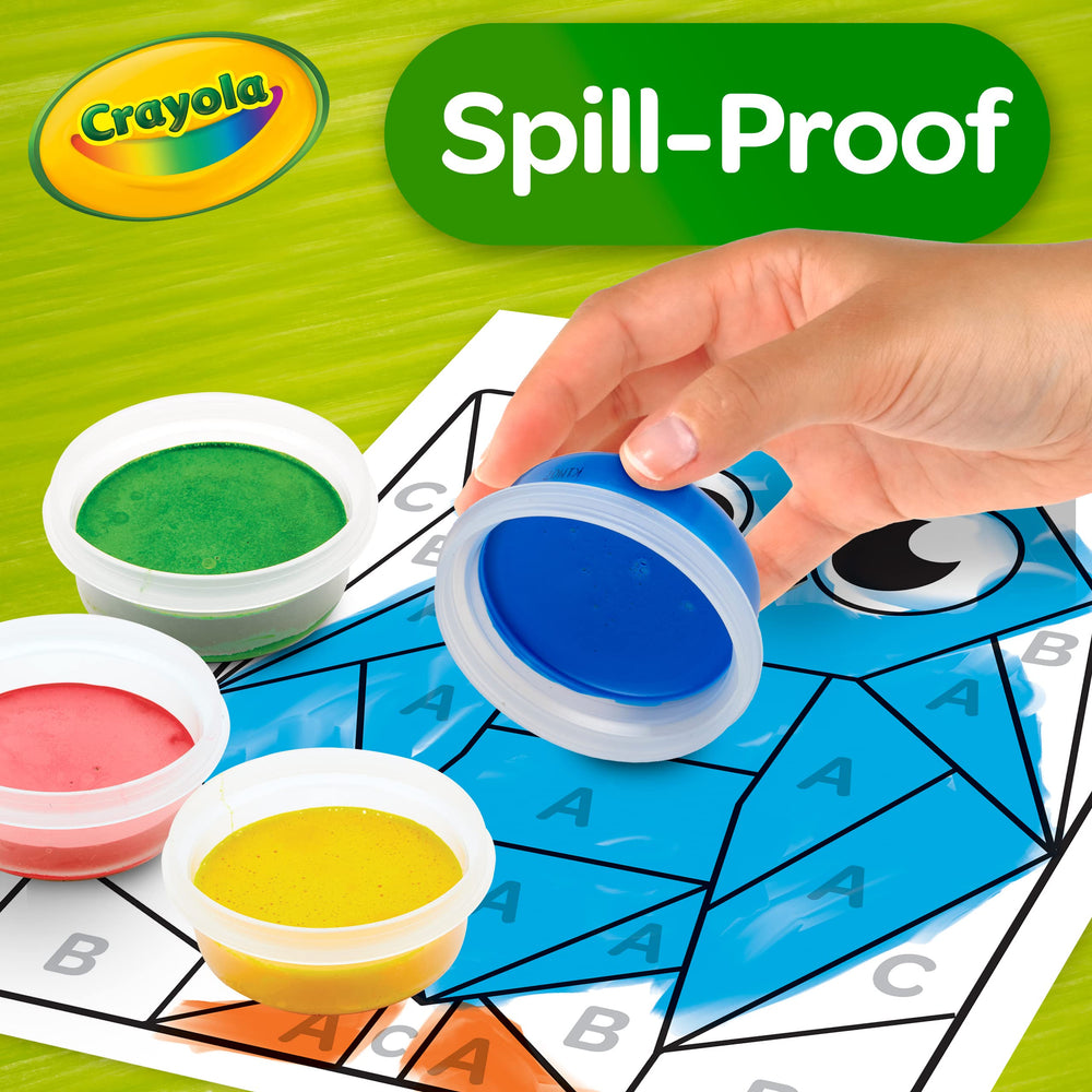 Crayola activity pages spread showing learning sheets that teach colors and counting