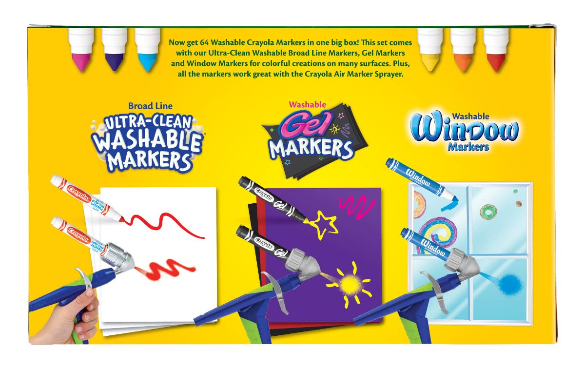 Array of Crayola marker colors on paper demonstrating color variety