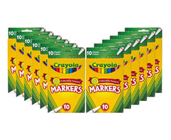 Crayola front boxed set showing colorful markers and easy distribution benefit