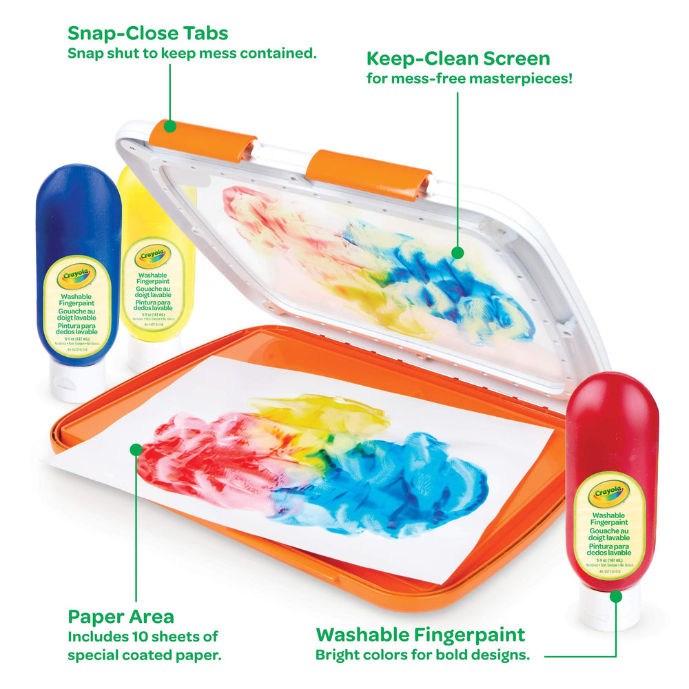 Crayola station in use by toddler demonstrating sensory exploration and learning