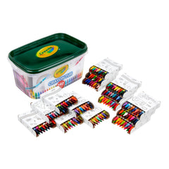 Crayola front packaging showing tub and organized crayons for easy selection