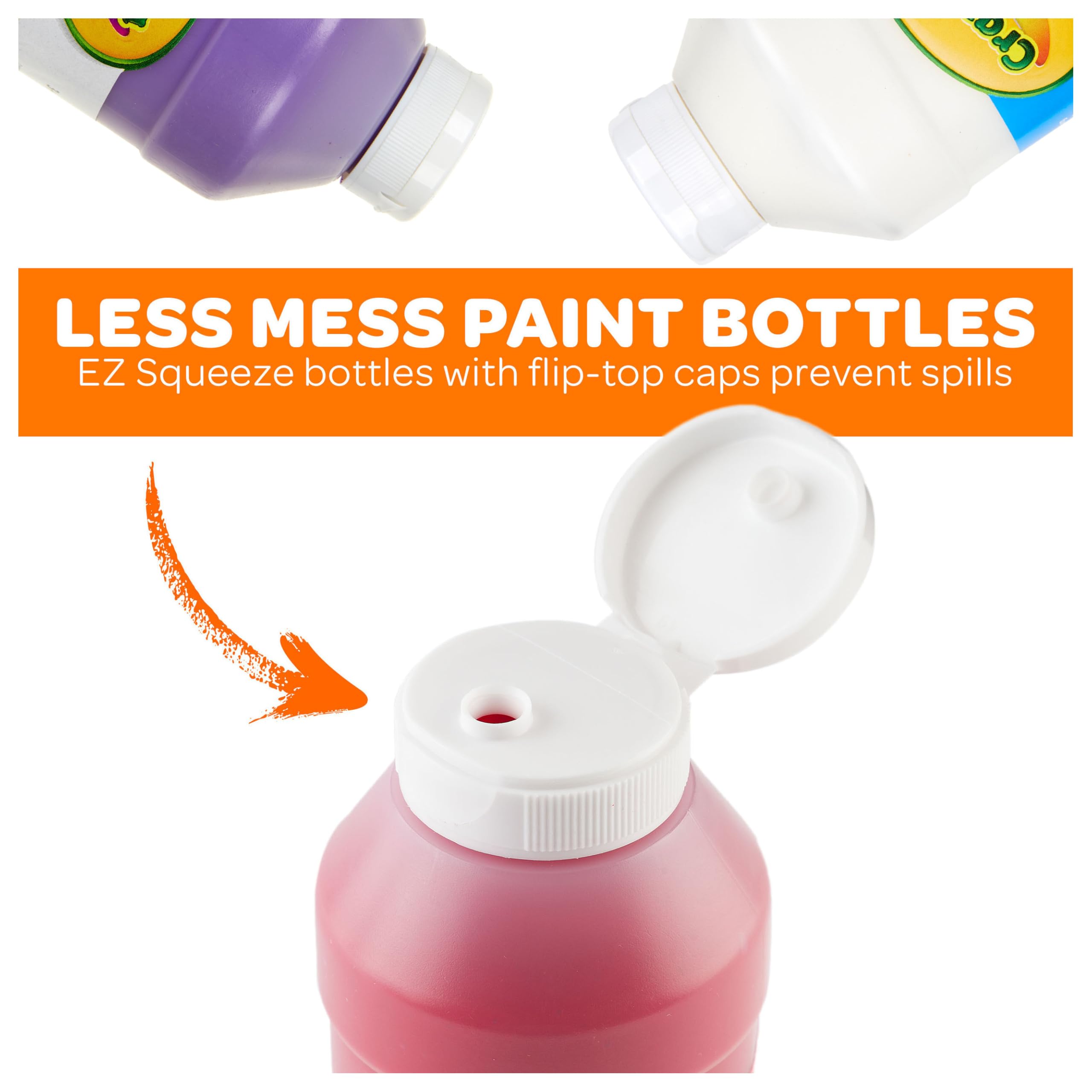 Crayola bottle held in hand showing 16 oz size for long-lasting supply