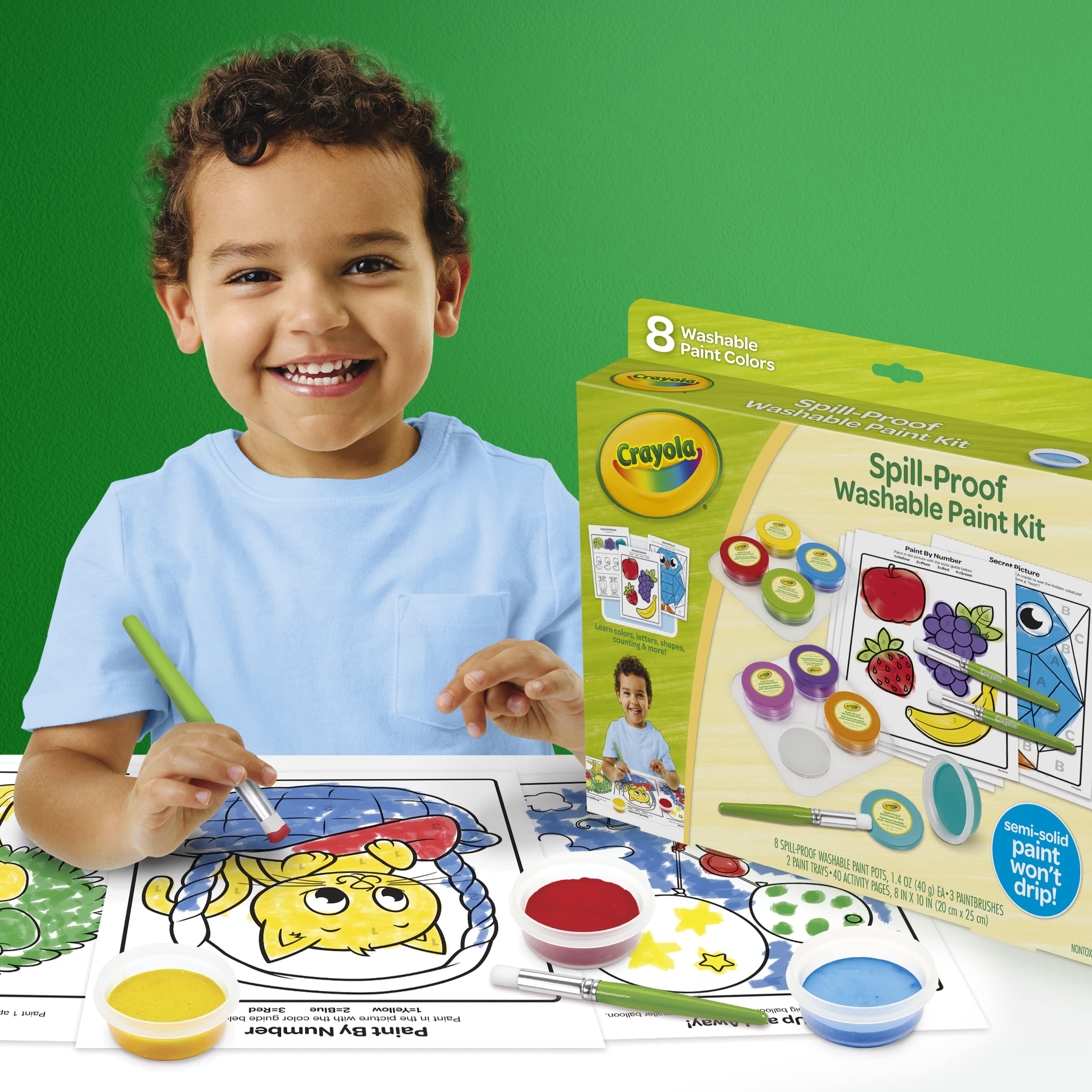 Crayola tray placed on table highlighting stable design that prevents accidental spills
