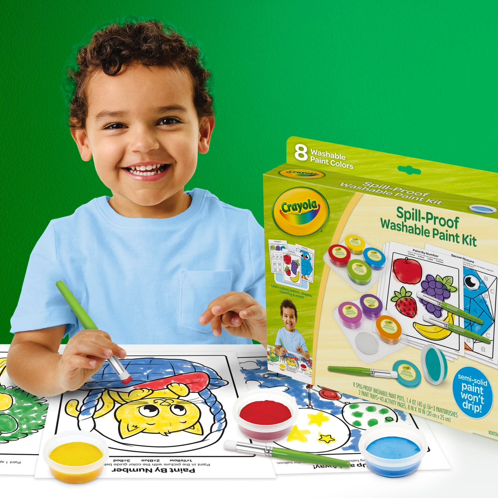 Crayola tray placed on table highlighting stable design that prevents accidental spills