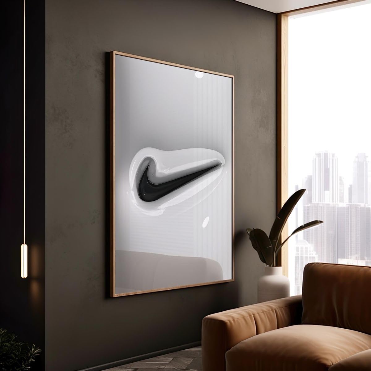 CREAARO posters beside a sneaker for scale showing compact size and flexible collage options