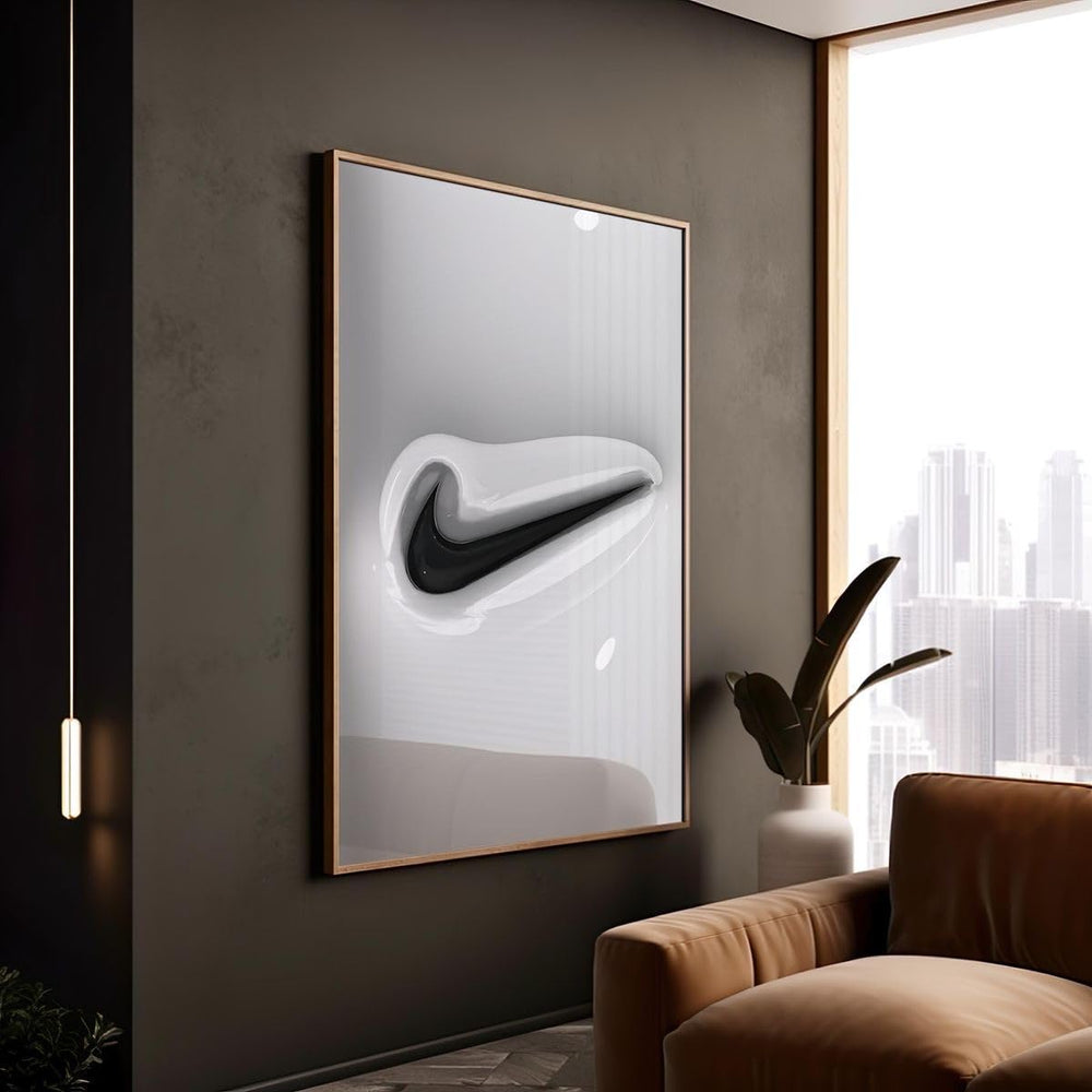 CREAARO posters beside a sneaker for scale showing compact size and flexible collage options