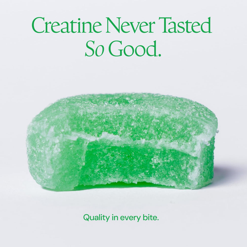 Create hand holding gummy showing size and convenient single-serve benefit