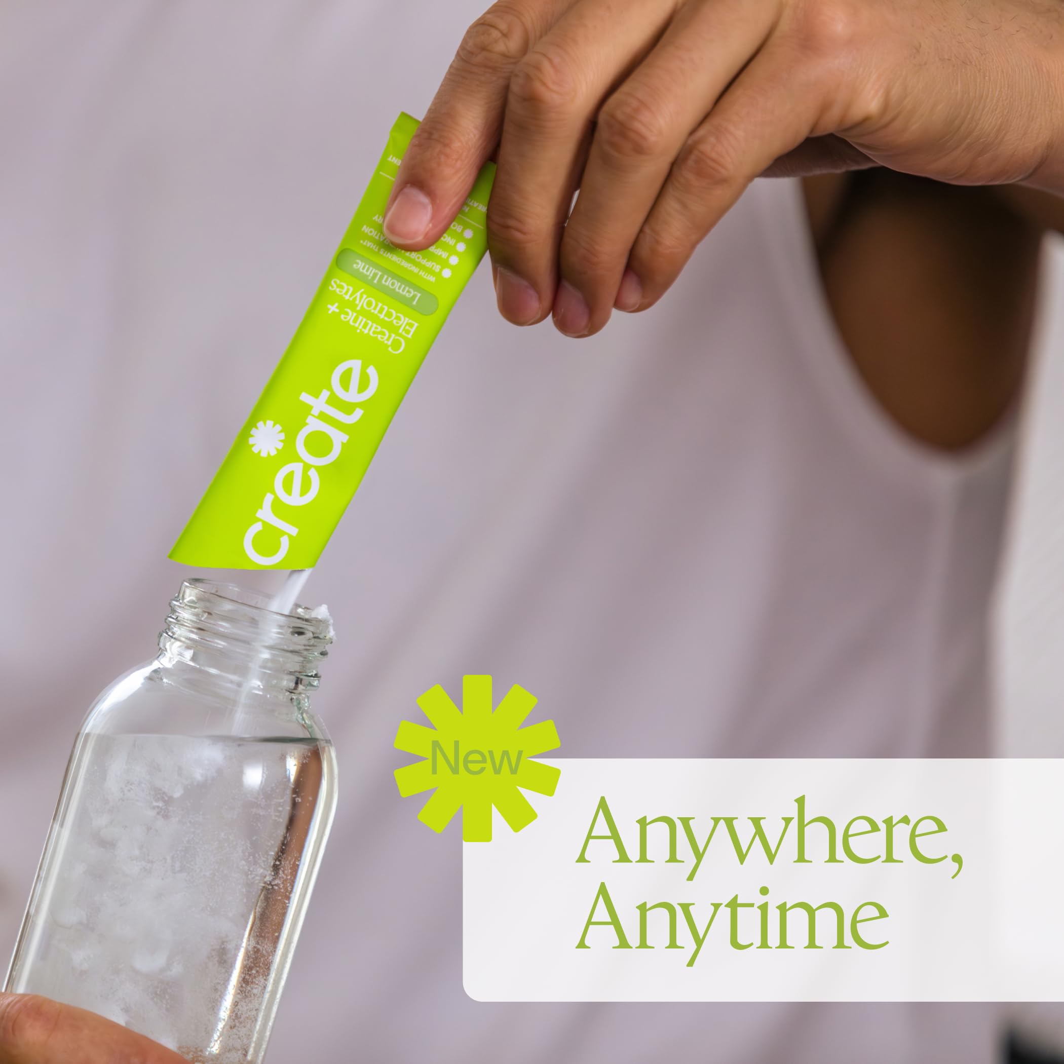 Create ingredient label close-up showing Creapure creatine and electrolyte listing for trust