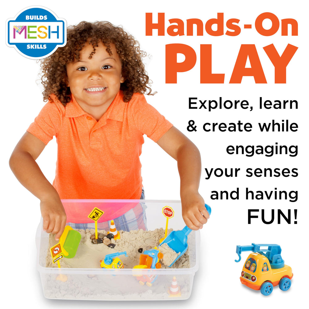 Creativity for Kids open bin with sand and tools highlighting organized storage benefit