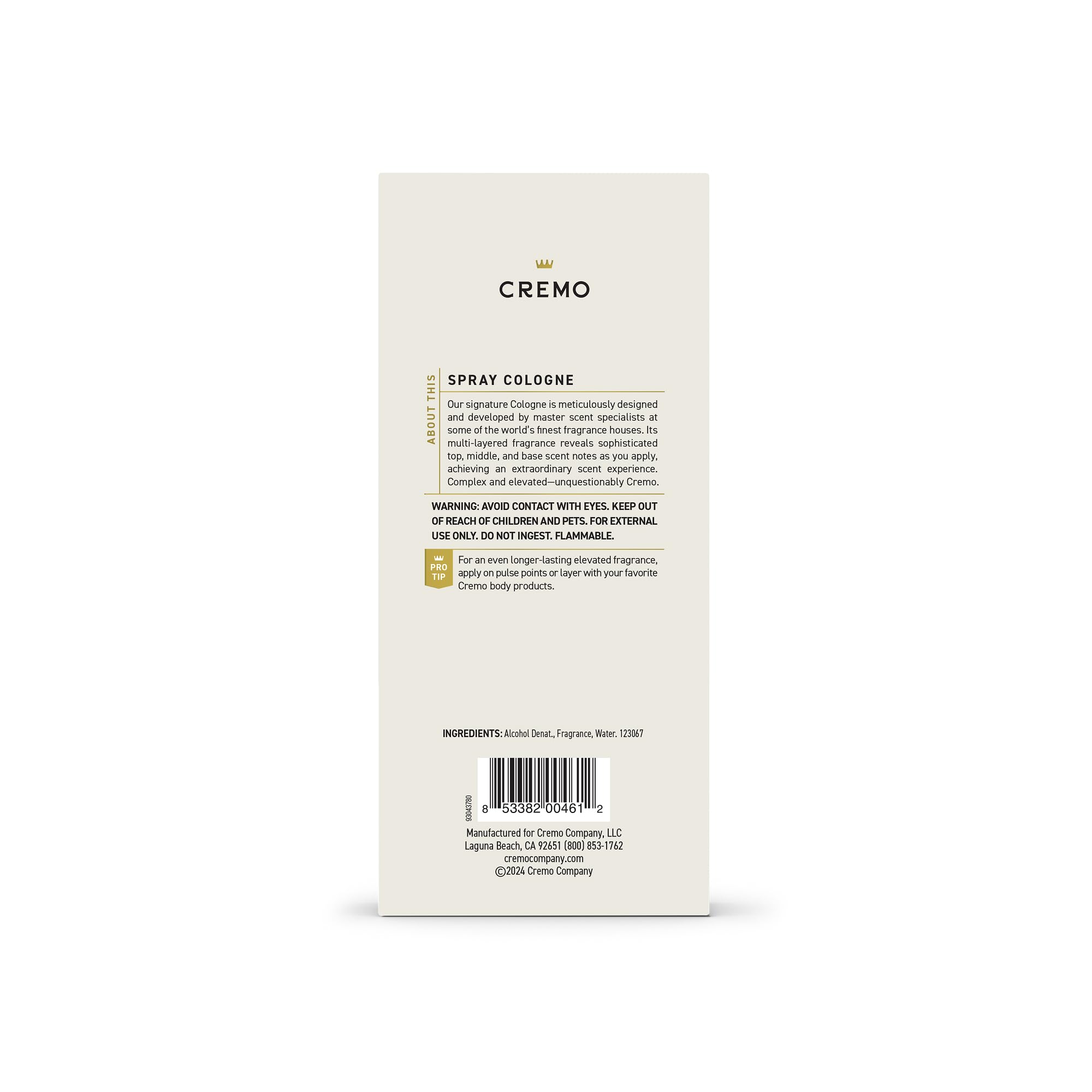 Cremo illustration of fragrance notes showing lemon leaf, cypress, cedar layering benefit