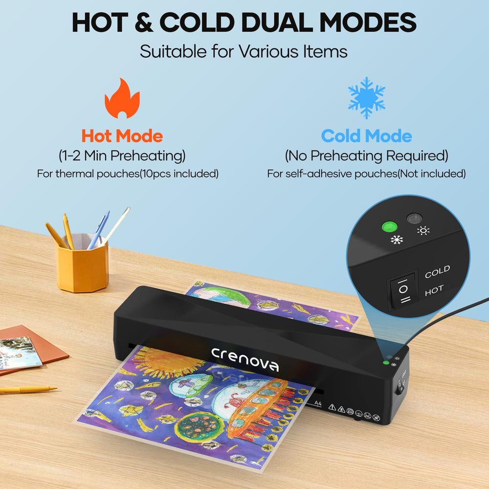 Crenova laminator in use protecting a photo, preserves color vibrancy