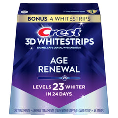 Crest 3D Whitestrips box front showing product and benefits for confidence