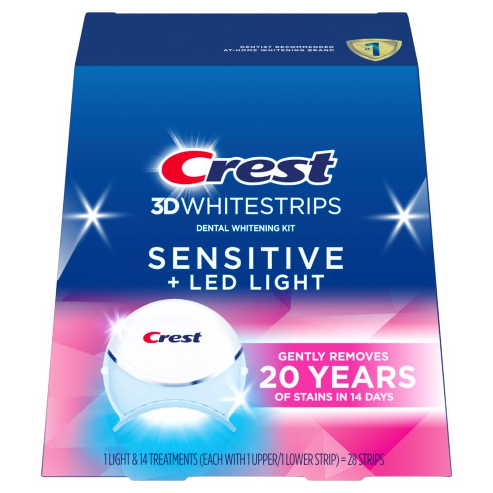 Crest 3DWhite Sensitive front packaging showing kit contents and benefits