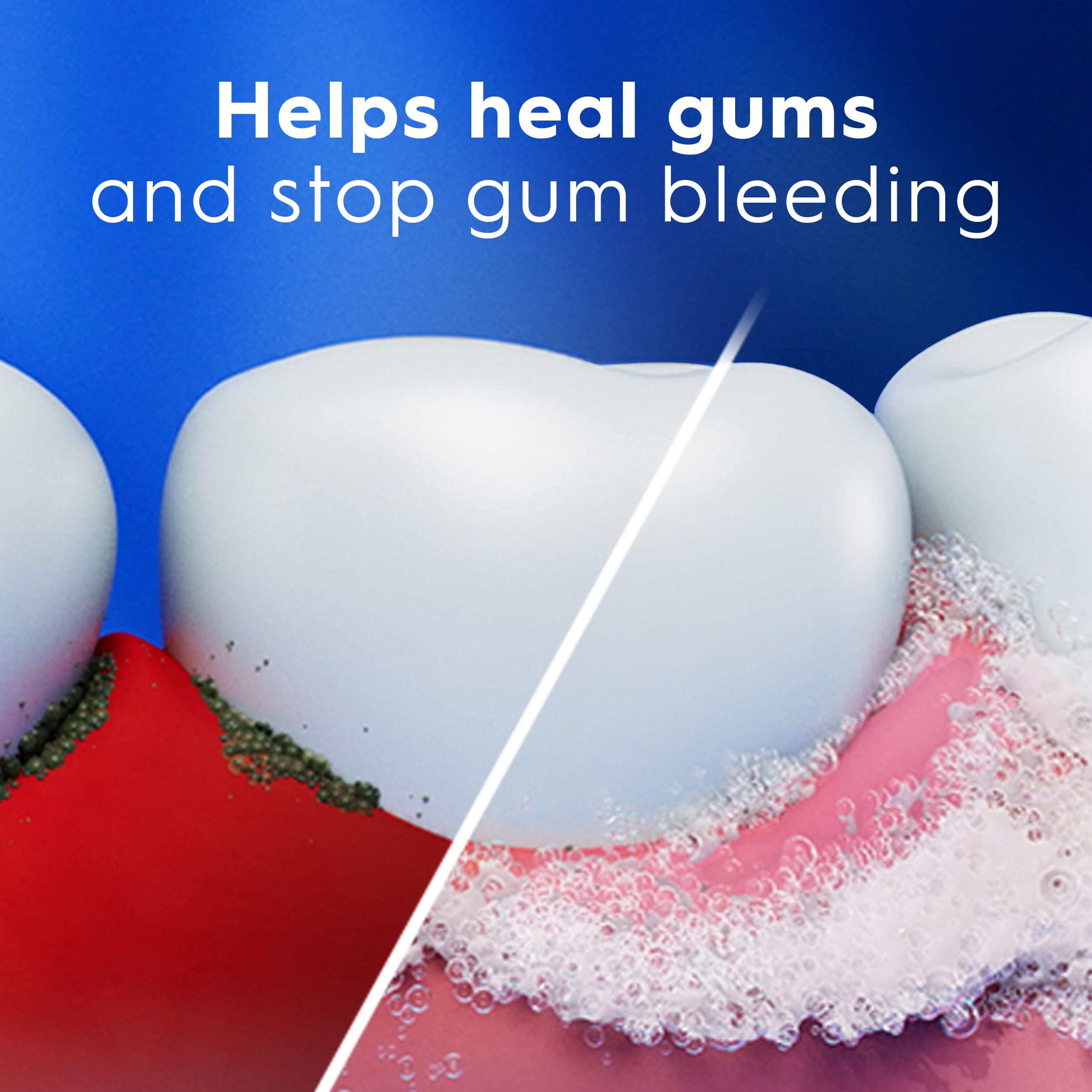 Bathroom countertop with Crest Gum Detoxify showing everyday oral care routine