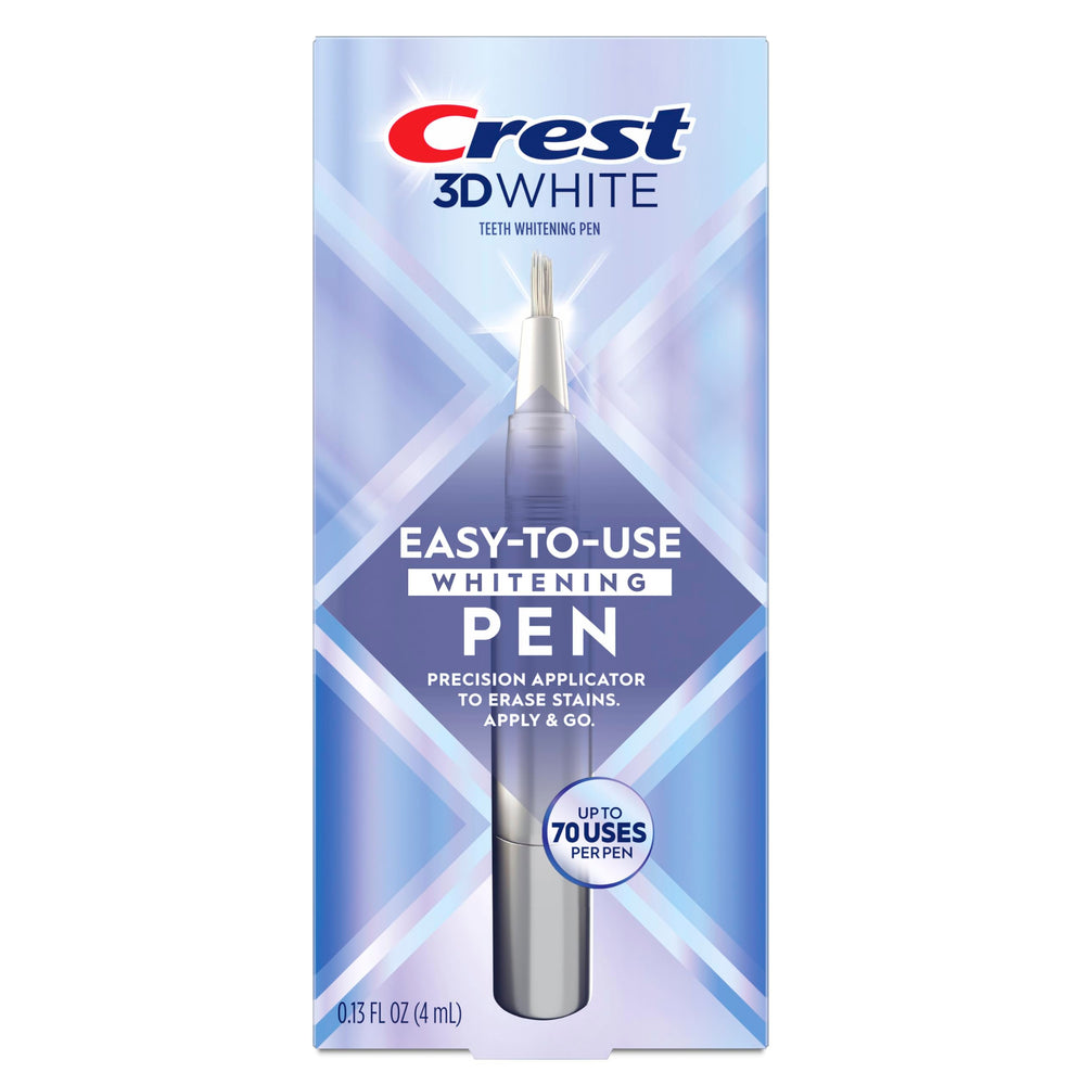 Close-up of Crest label and ingredients emphasizing dentist-grade whitening ingredient