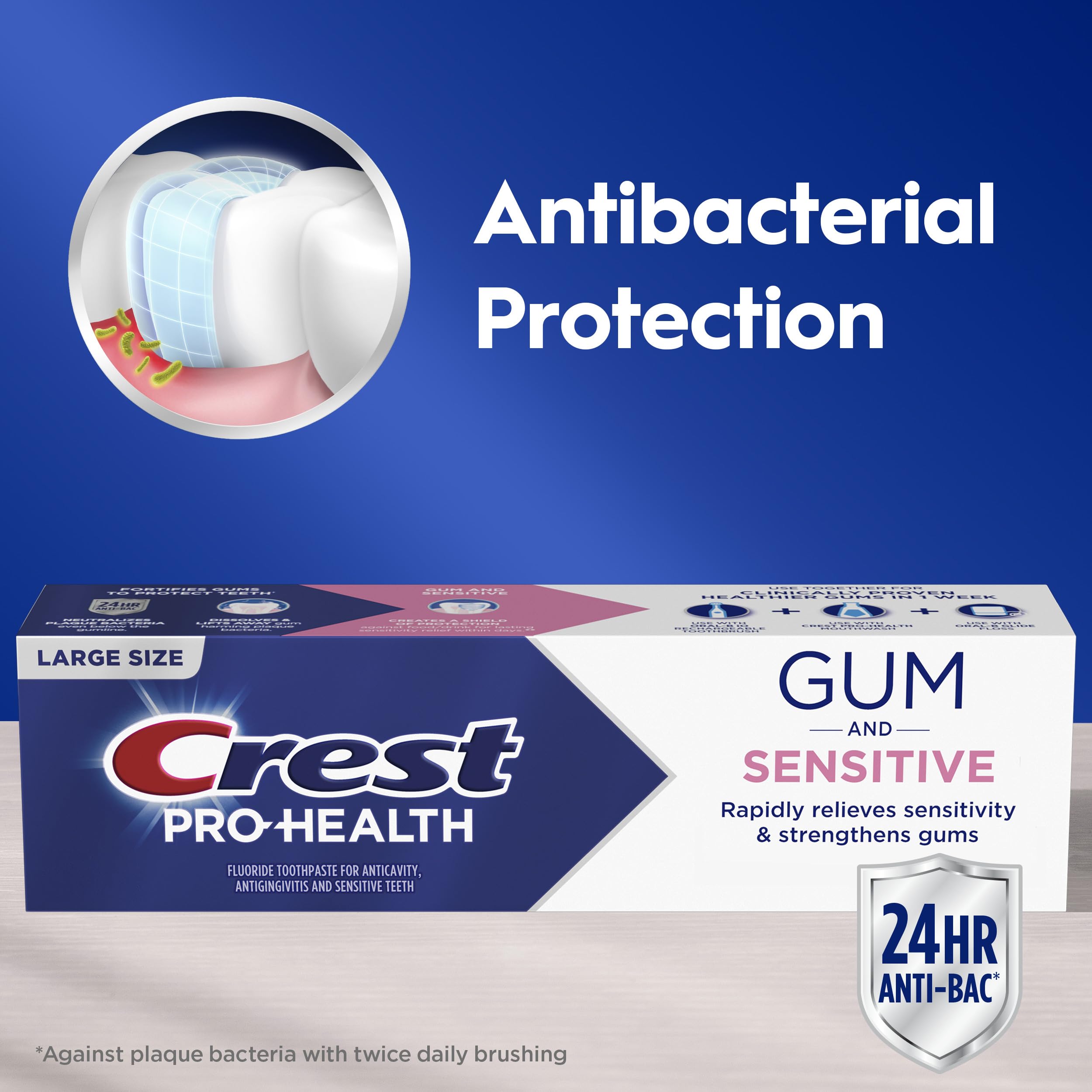 three crest tubes flat-lay beside common items showing package scale