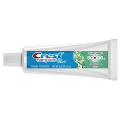 Close-up of Crest paste texture highlighting whitening ingredients and smooth application