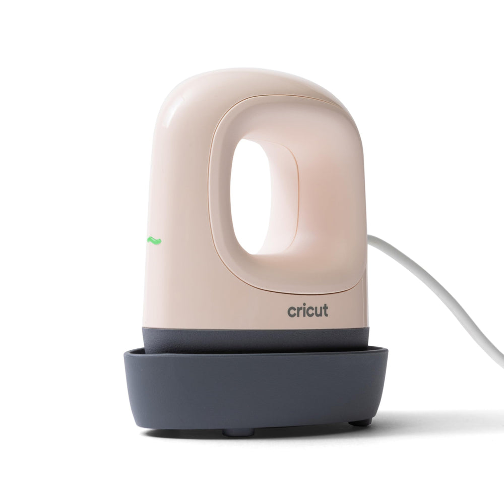 Cricut EasyPress Mini front view showing compact design and controls for portability