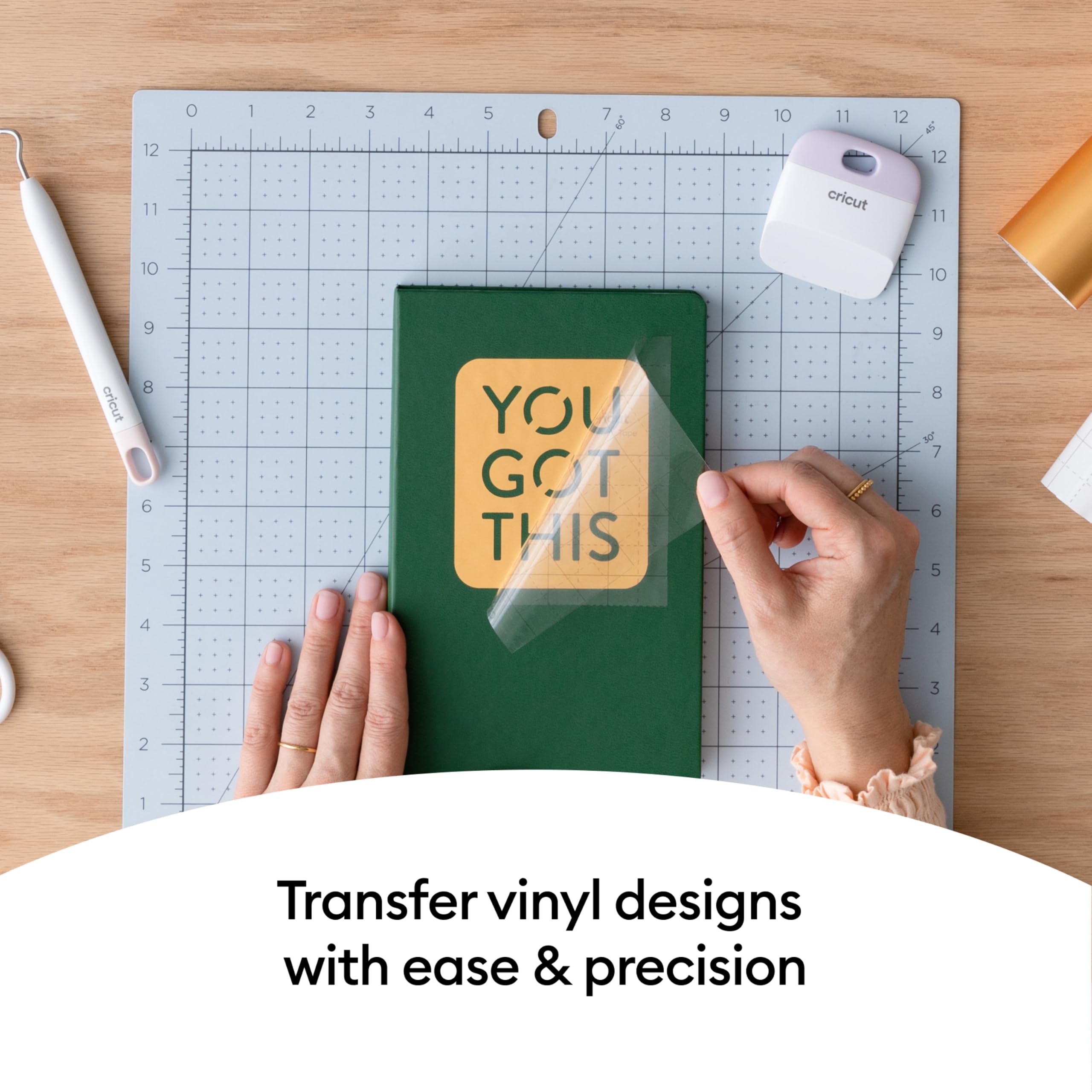 Cricut value transfer tape being used to apply vinyl decal for clean placement