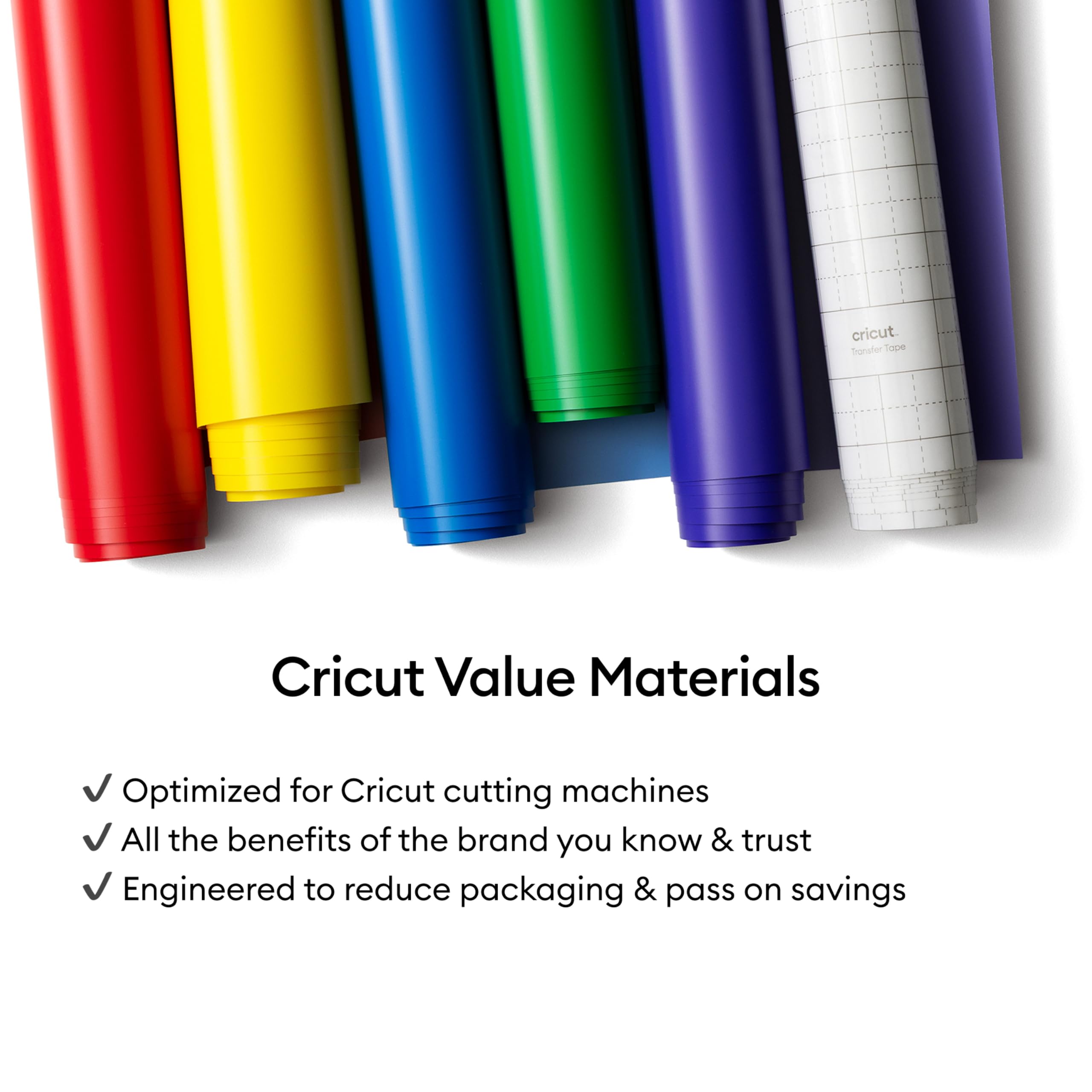 Cricut value transfer tape roll end showing core and length benefit