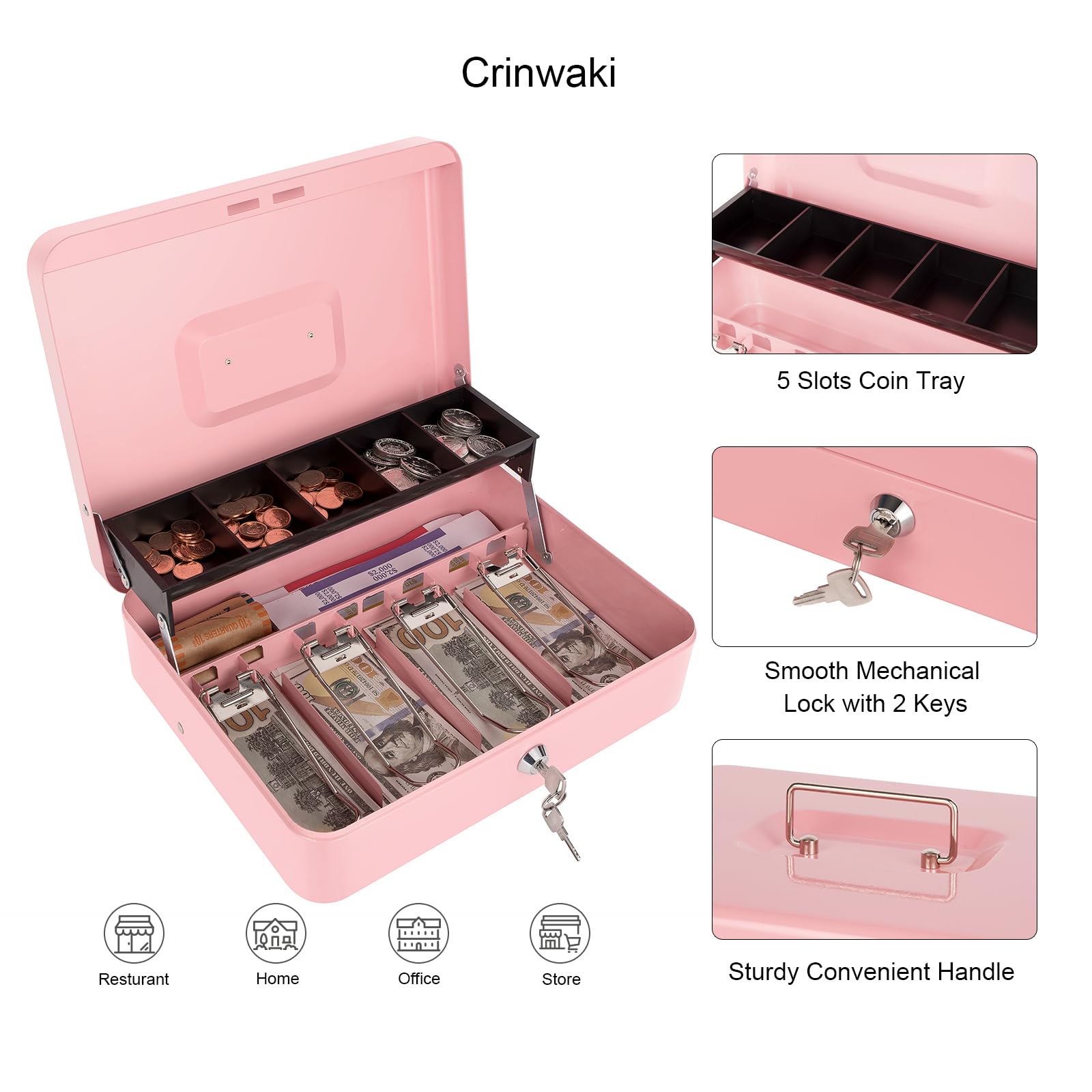 Crinwaki side view with stainless handle for easy carrying
