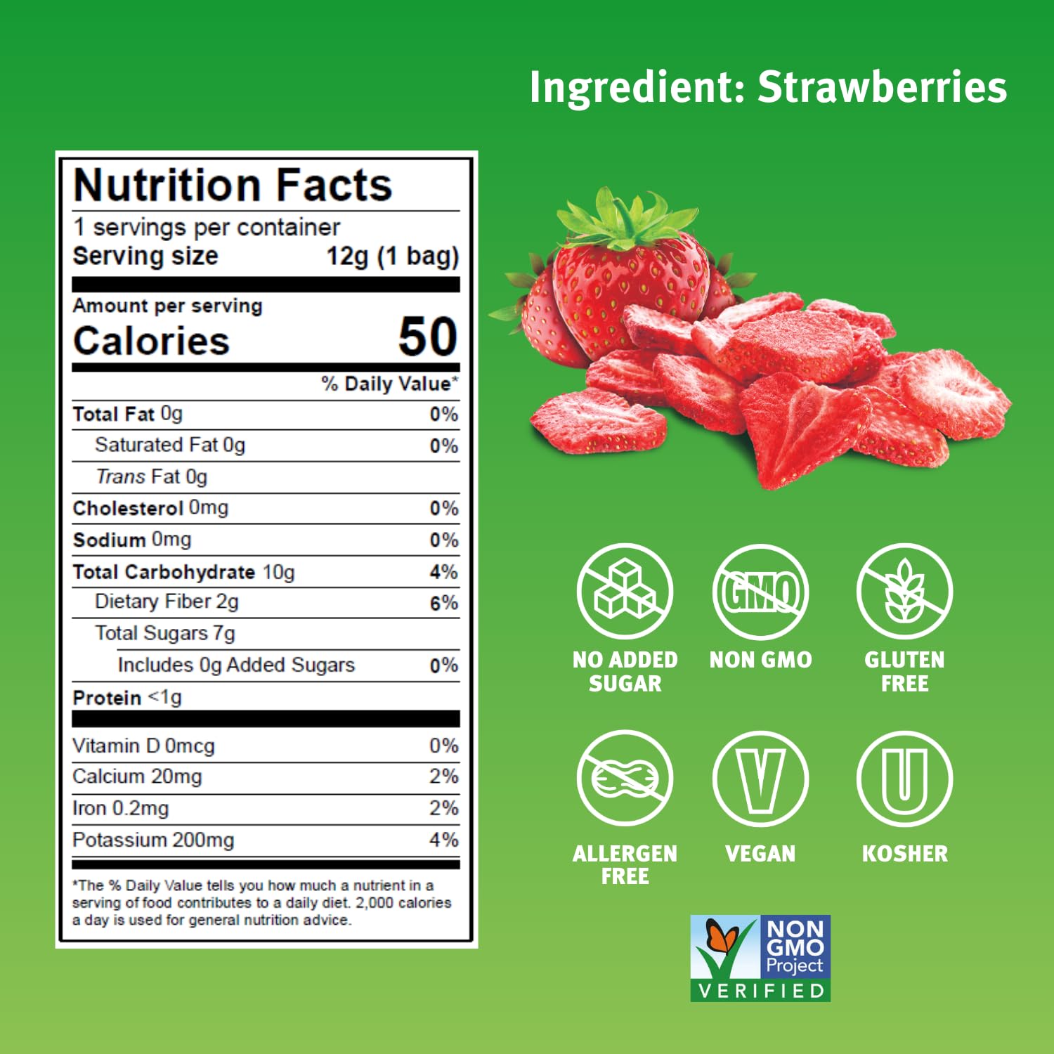 Crispy Green close-up of strawberry crisps highlighting crunch