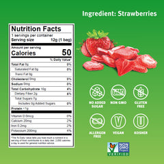 Crispy Green close-up of strawberry crisps highlighting crunch