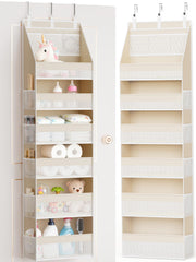 Criusia front view showing six shelves and thirteen pockets for space saving