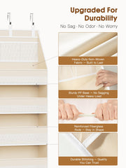 Criusia hanging on a bedroom door offering organized storage benefit