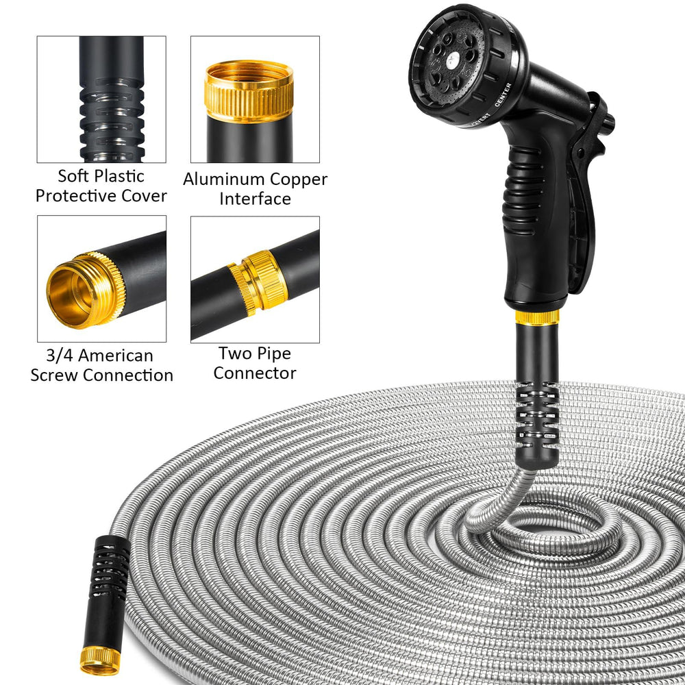 Crixny hose washing a car on driveway, strong spray for cleaning benefit