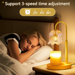 CRMILL in-use on bedside table creating cozy scent and soft lighting benefit