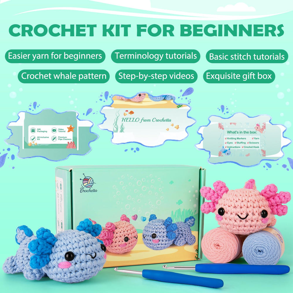 Crochetta finished pink axolotl plush showing size and cute detail for gifting