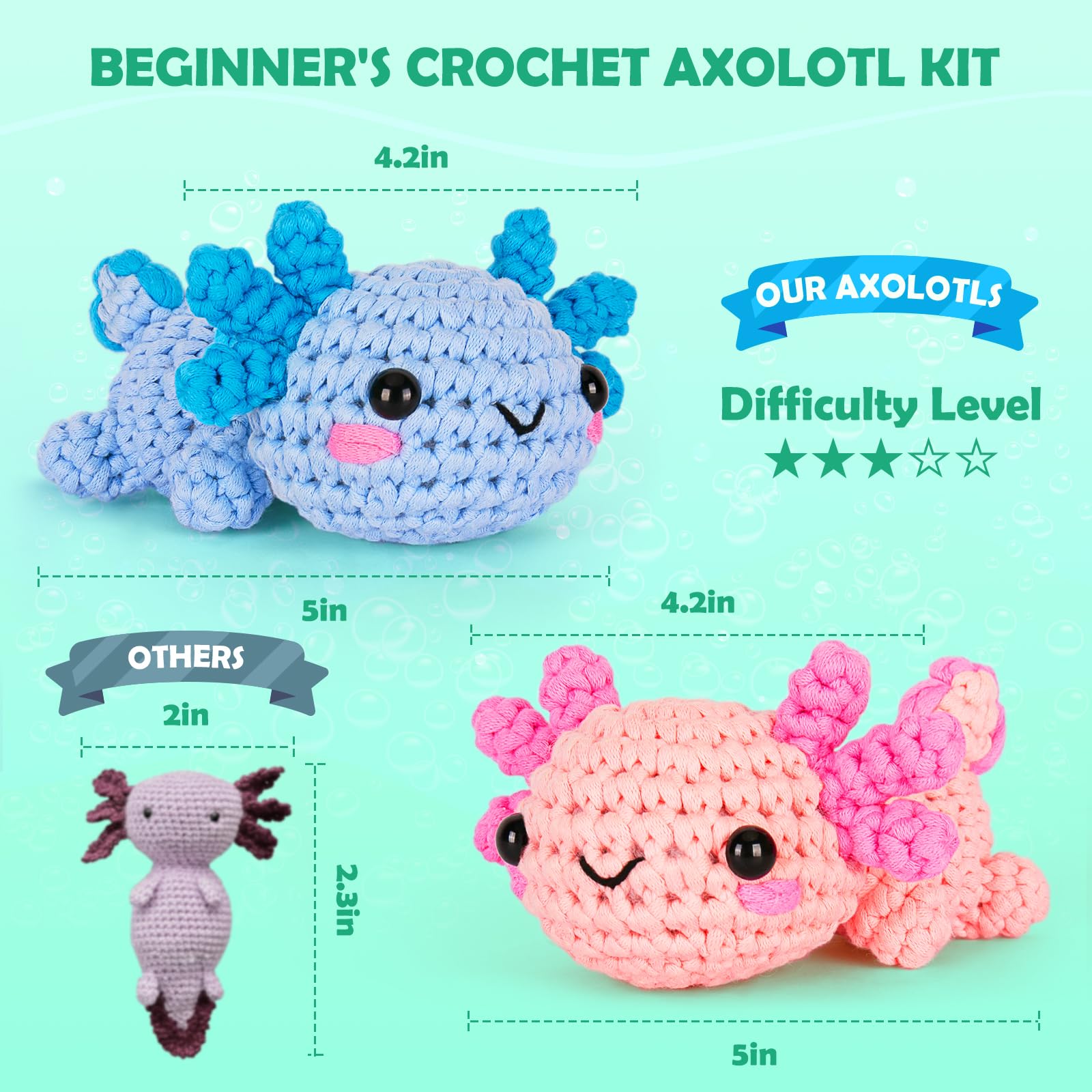 Crochetta yarn color palette displaying blue and pink shades for easy project matching