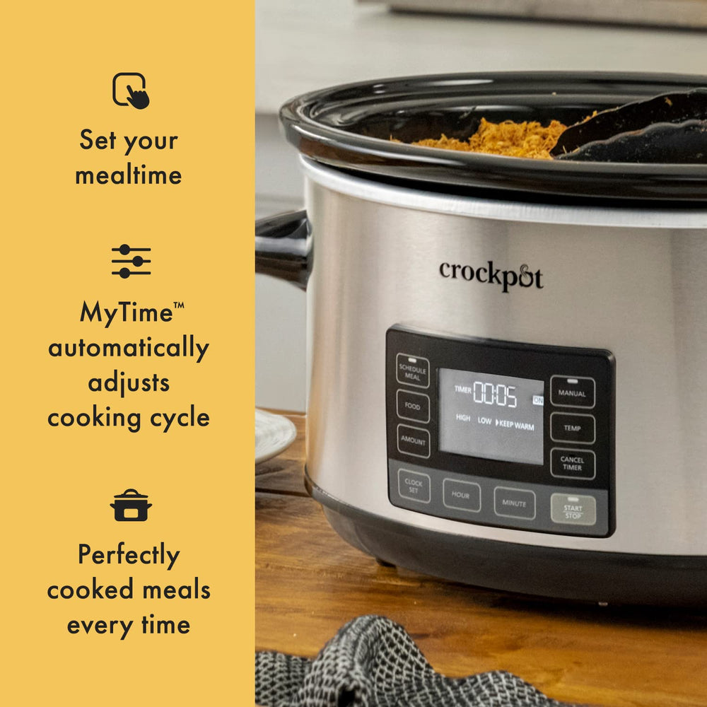 Crock-Pot digital control panel countdown showing programmable timing convenience