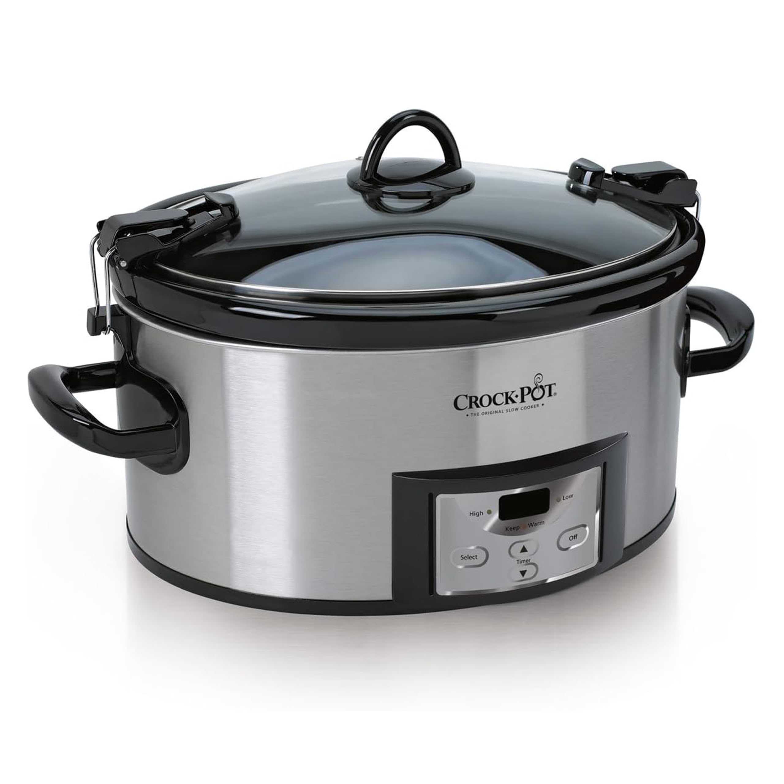 Crock-Pot front view stainless steel showing durable exterior and easy cleaning benefit