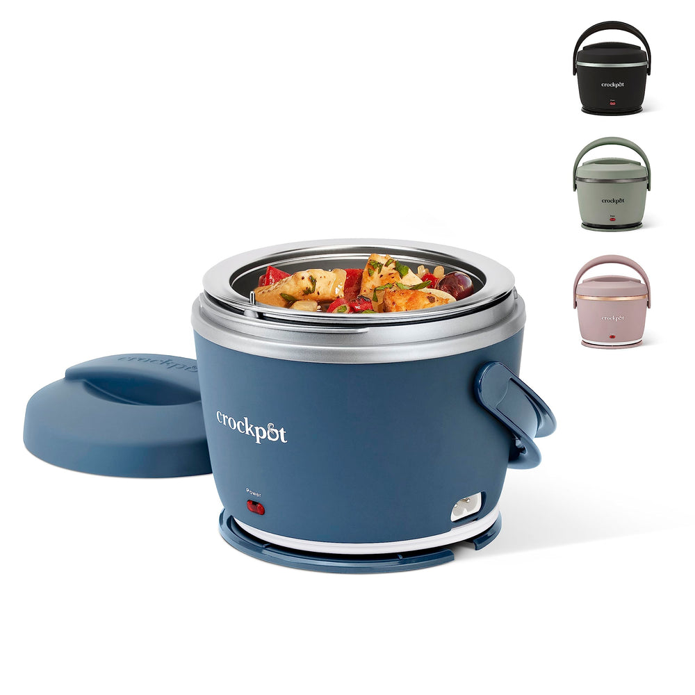 Crock-Pot front view faded blue lunch box showing compact everyday convenience