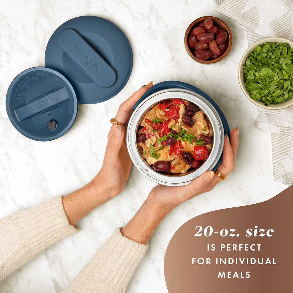 Crock-Pot opened with removable 20oz container illustrating easy reheating