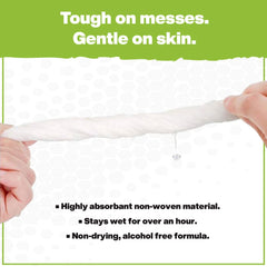 Crocodile Cloth wipe in hand removing grease with skin-friendly aloe benefit