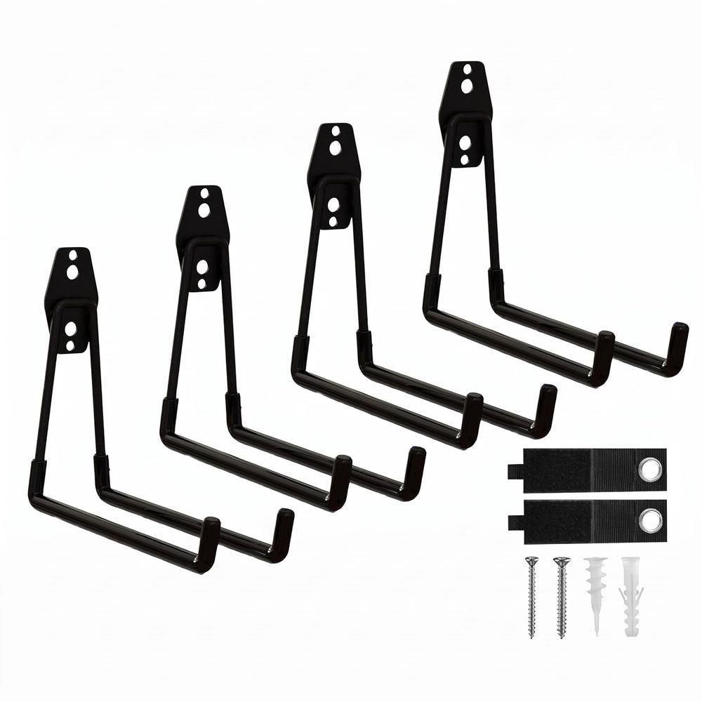 CRXCRC front view of four black wall hooks showing durable finish and compact pack benefit