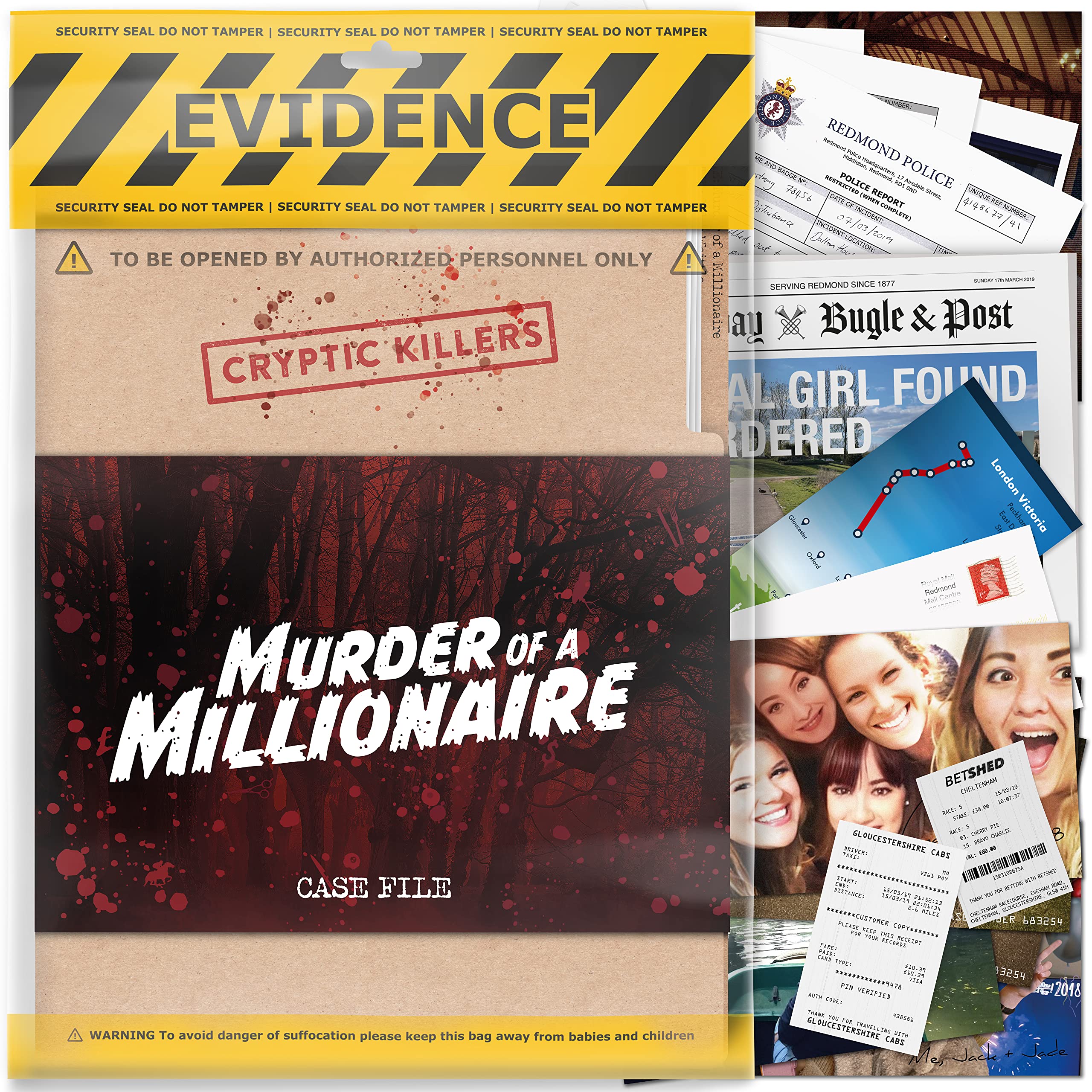Cryptic Killers box front showing title and immersive cold case packaging benefit