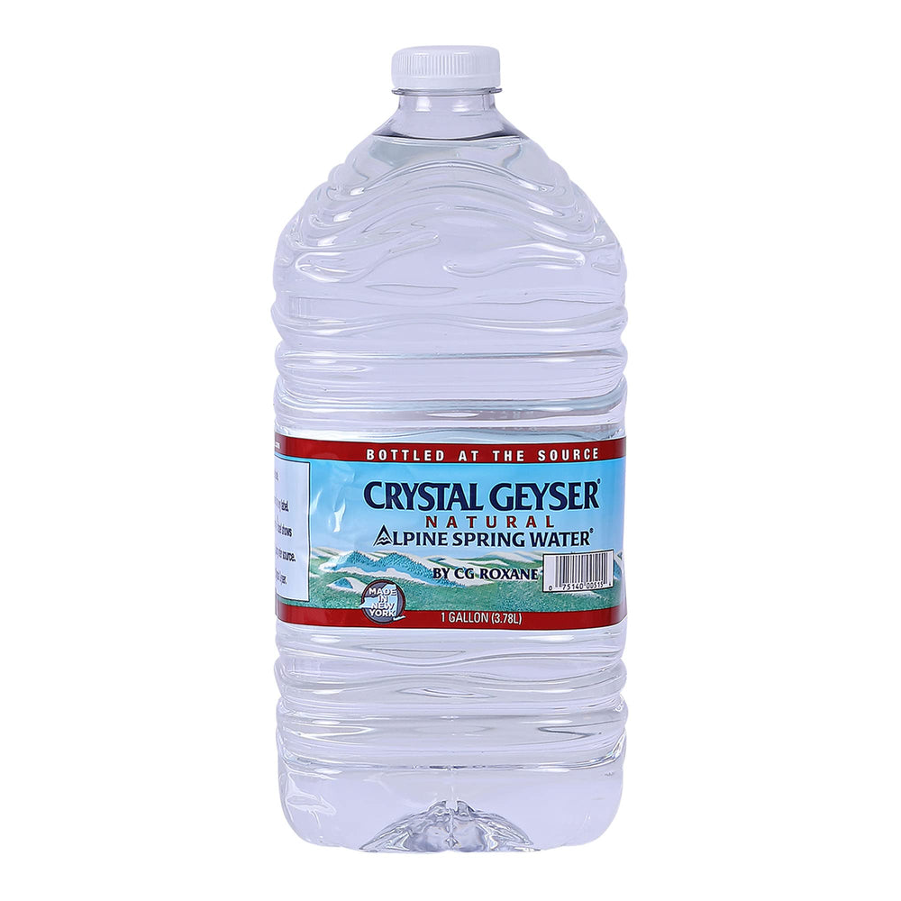 Crystal Geyser close-up of a single jug cap and label highlighting easy reseal benefit