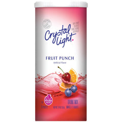 Glass pitcher of Crystal Light fruit punch in use for easy family refreshment