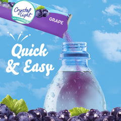 Powdered texture of Crystal Light grape mix highlighting quick dissolve benefit