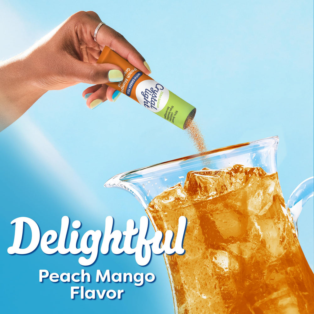 Crystal Light label nutrition detail showing calories and sugar info benefit