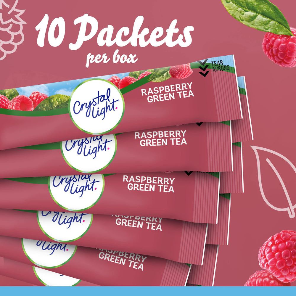 Open box with multiple Crystal Light packets showing long-lasting supply