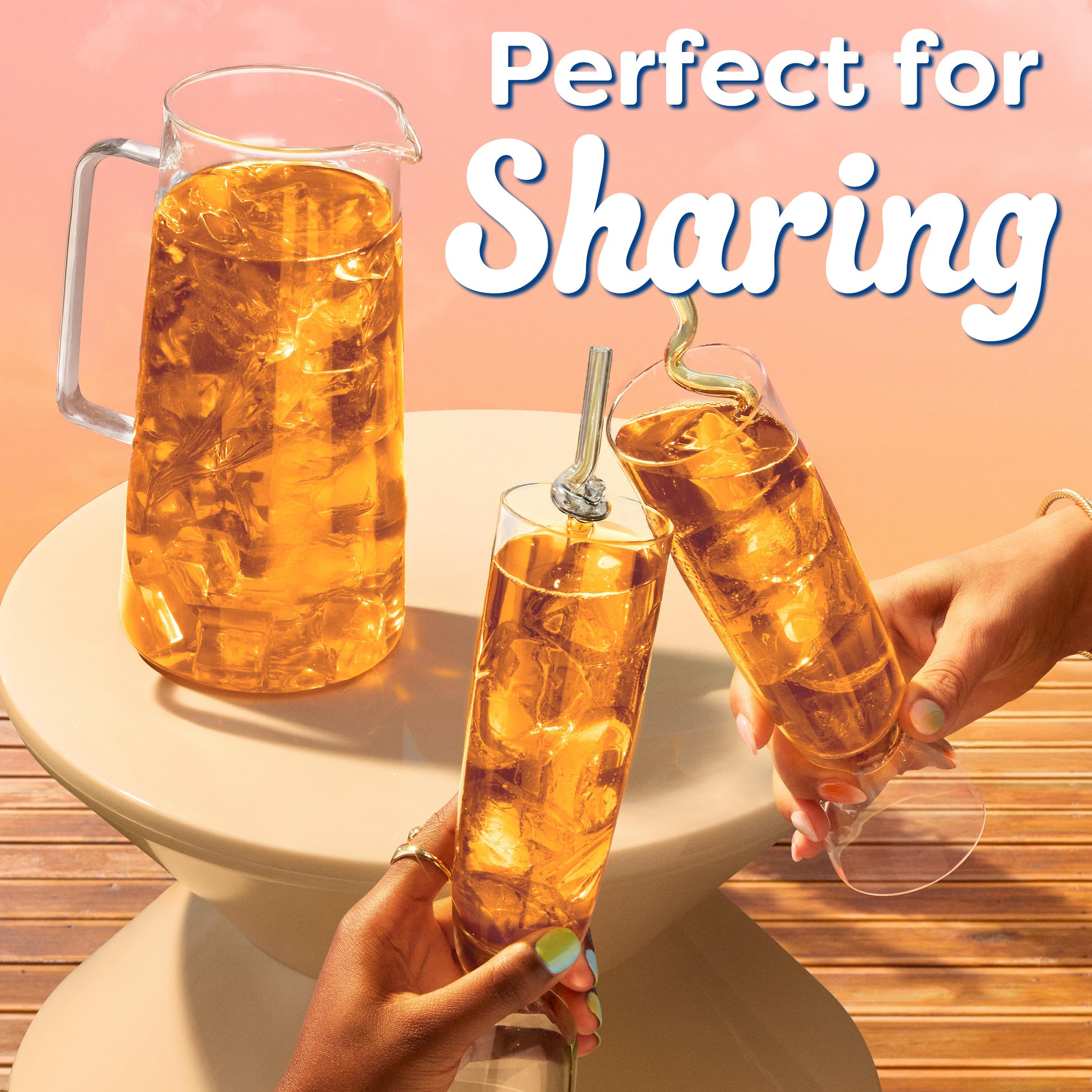 Crystal Light party serving station with pitcher and cups showing entertaining convenience benefit