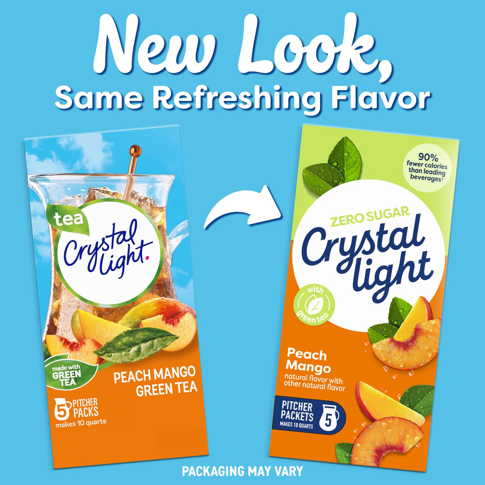 Crystal Light prepared 2-quart pitcher showing cold beverage and fridge-ready benefit