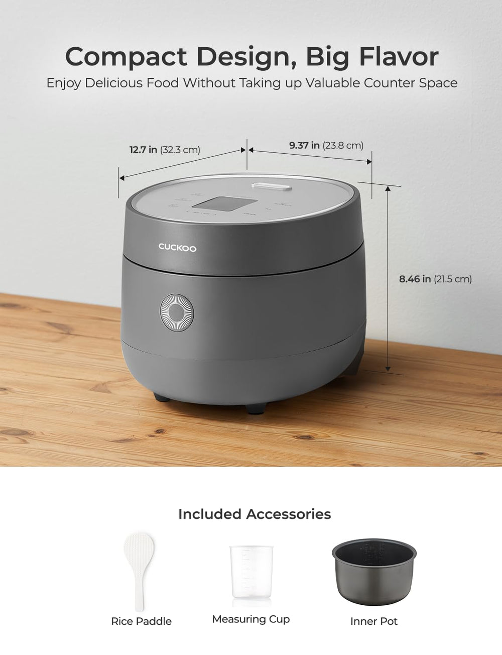 CUCKOO detachable lid and self-clean feature displayed for fast maintenance