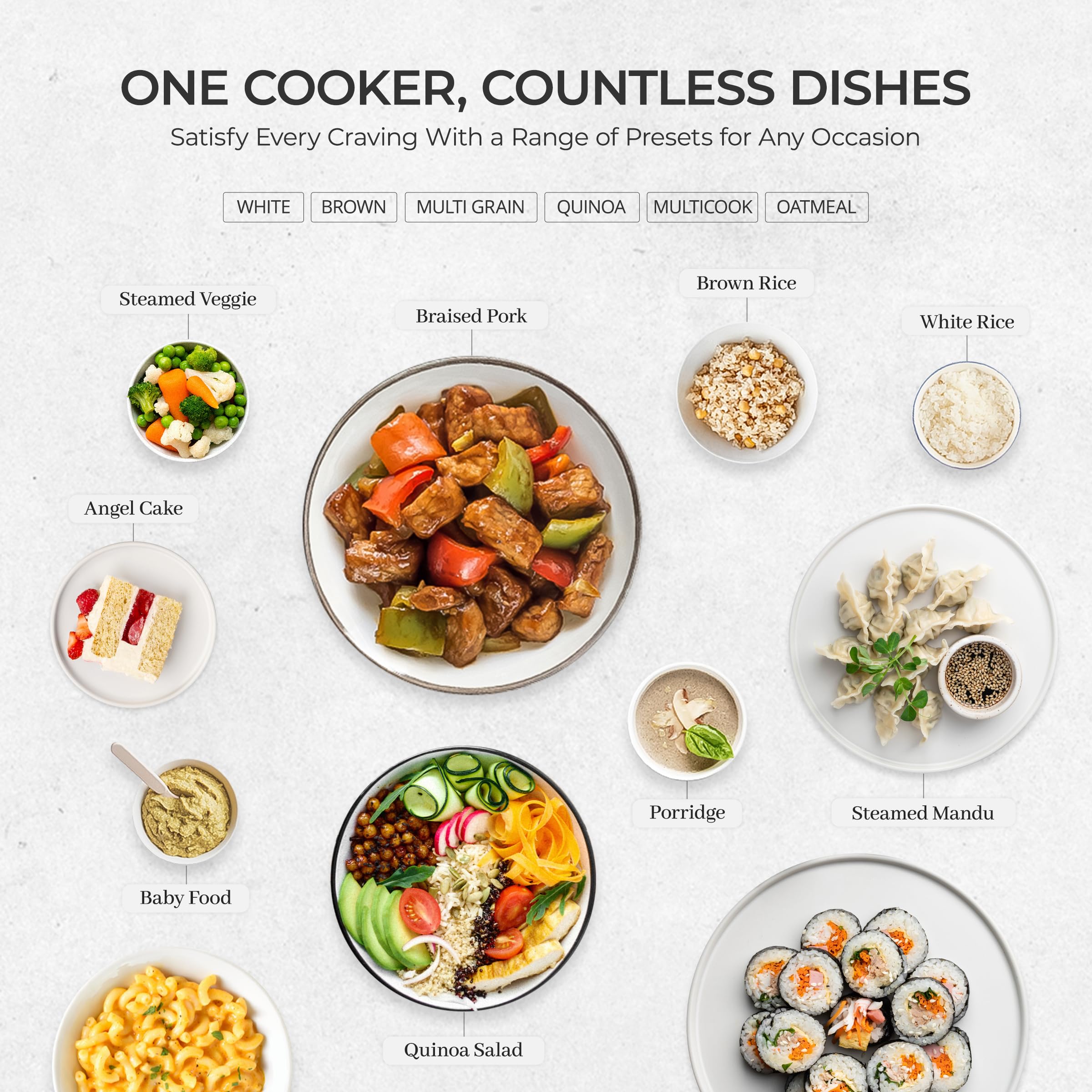 CUCKOO rice cooker on a kitchen counter demonstrating small footprint and neat styling