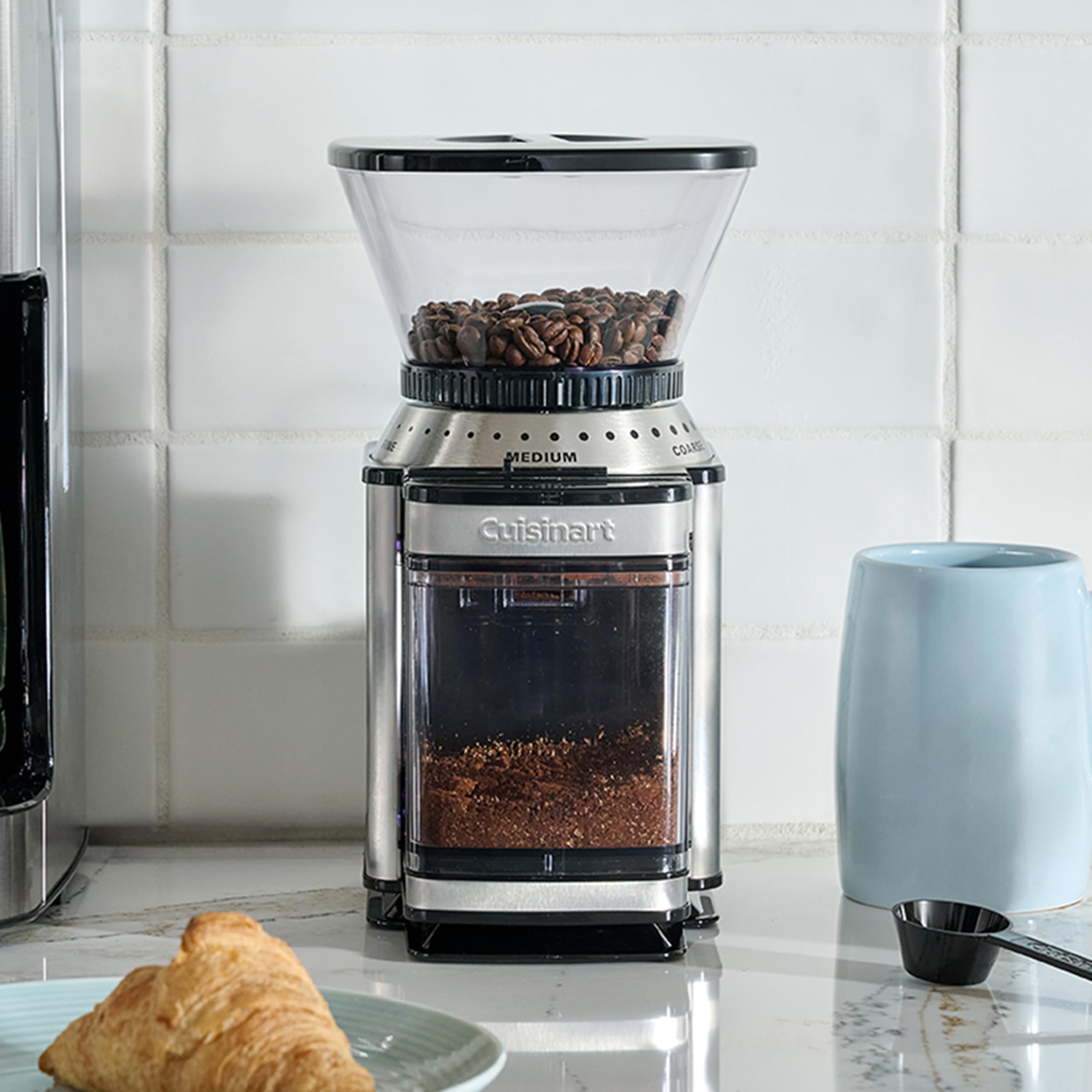Cuisinart bean hopper close-up highlighting easy refill convenience